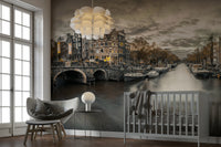 Moody evening cityscape of Amsterdam wall mural

