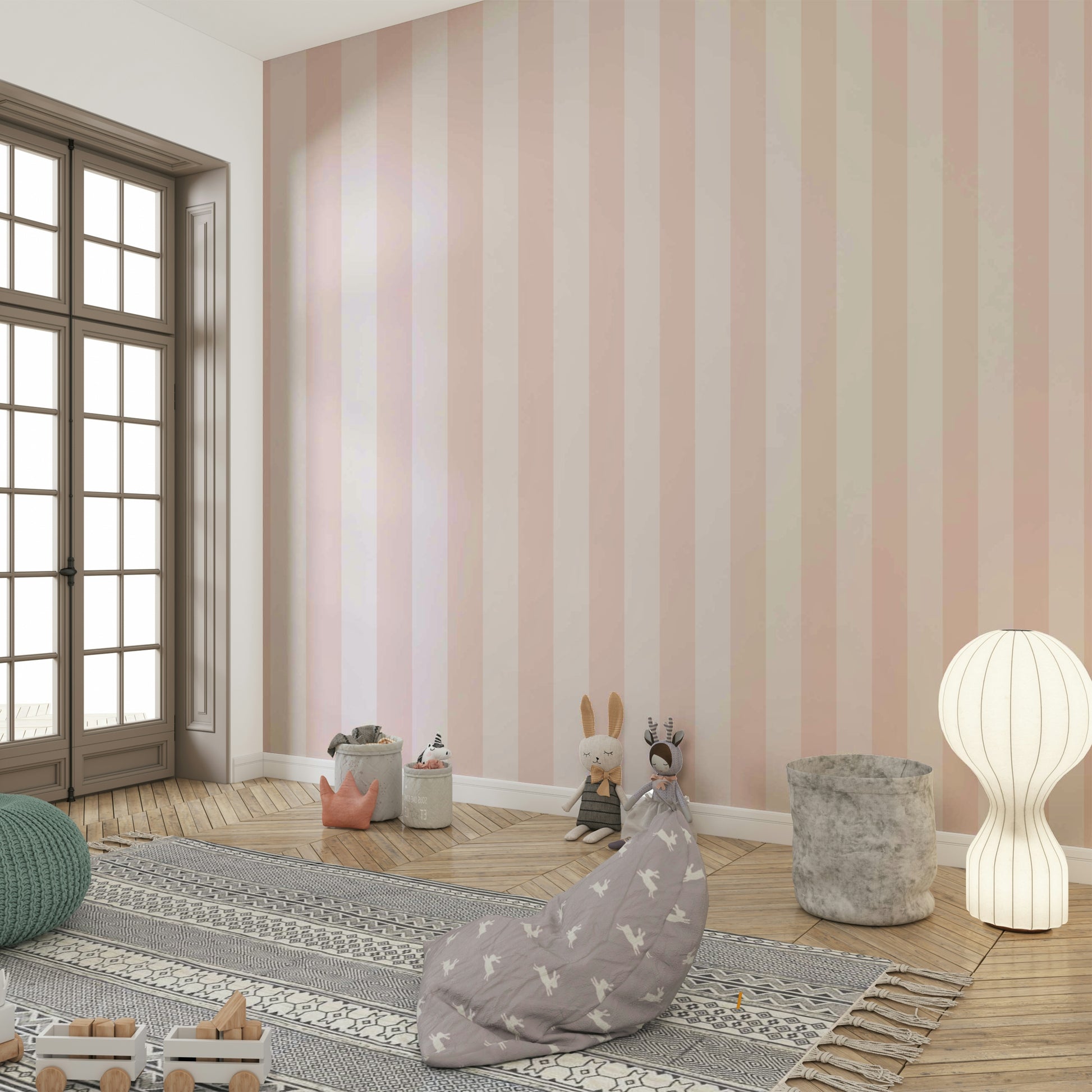 Minimalist beige and pink vertical striped design

