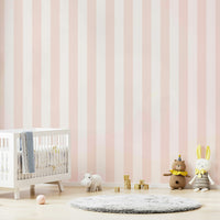 Contemporary striped wallpaper in soft pink hues

