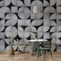 Geometric concrete mosaic wall mural with a vintage twist

