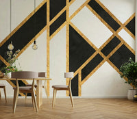 Art Deco wall mural in black and white for luxury interiors

