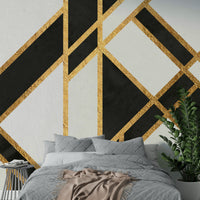 Classic black and white Art Deco mural for modern living spaces

