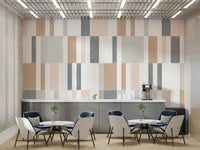 Artistic pastel tile mural with modern muted colors

