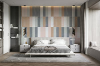 Faded tile wall mural in soft muted pastel hues


