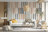 Artistic muted tile pattern mural in calming hues

