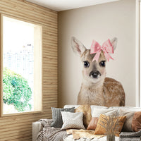 Graceful deer with a bow mural for stylish interiors.

