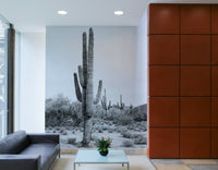 Elegant cactus in a desert landscape mural design.


