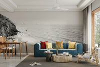 California coast captured in a stylish BW wall mural.

