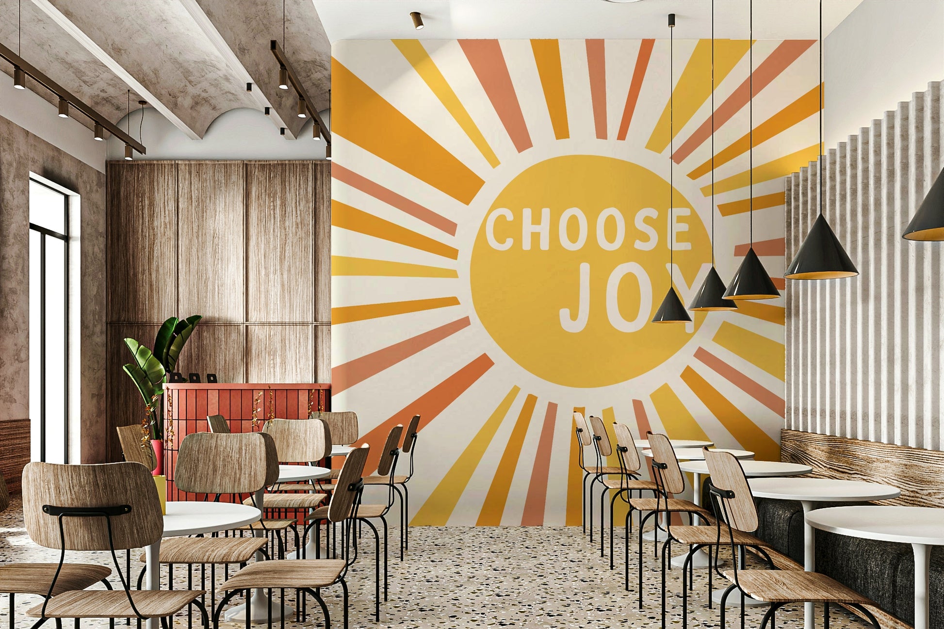 Warm Choose Joy wall mural with sunny color palette

