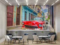 Tropical Cuban cruise mural for vibrant, beachy spaces

