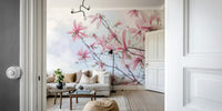 Elegant magnolia flowers on a dreamy wall mural

