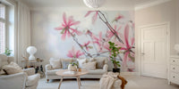 Heavenly magnolias mural creating a tranquil atmosphere

