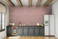 Calming pink brick wall mural with a serene touch

