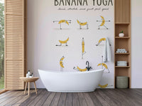 Bend, Stretch, and Peel Good mural with bananas in motion.

