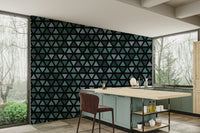 Cool-toned triangle mural perfect for a modern interior style.


