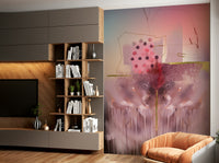 Artistic wallpaper mural with layered, expressive design.

