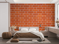 White grout brick wall mural

