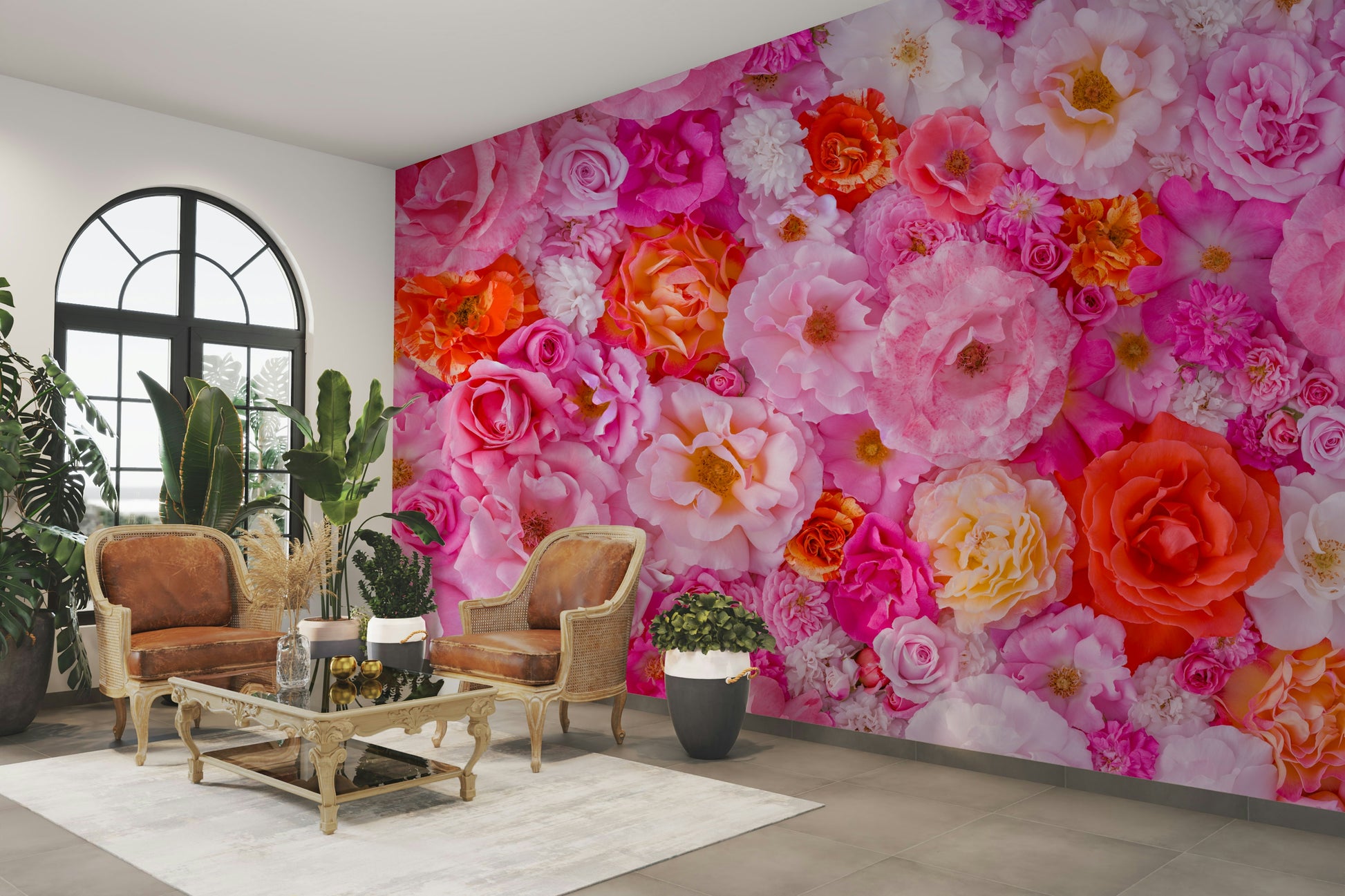 Blooming roses wall backdrop

