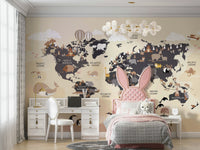 Nursery world map wall design

