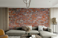 Aged brick wall mural for vintage home decor

