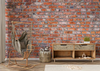 Vintage Brickwork Charm Wall Mural with rustic brick texture

