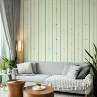 Buttercream and olive striped wallpaper creating a sophisticated atmosphere


