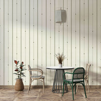 Minimalist striped wallpaper in soft buttercream and olive

