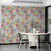 Dreamy tropical wallpaper with watercolor strokes and colors

