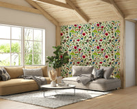 Nature-inspired wallpaper featuring delicate moths and flowers

