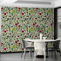 Serene moth and wildflower wallpaper for calming interiors

