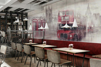 Iconic London landmarks in a modern collage wall mural

