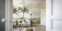 Alone at the Beach Vintage Wall Mural with muted coastal tones

