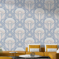 Whimsigothic wallpaper with magical mushroom motif

