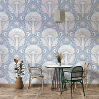 Toadstools and vines in soft gothic wallpaper design

