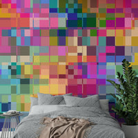 Artist’s studio mural with modern textured patterns

