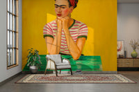 Golden Hour Contemplation mural with soft glow

