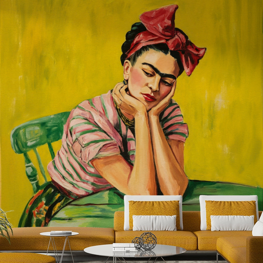 Vibrant cultural mural with floral and textile patterns

