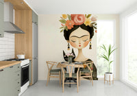 Floral Muse & Midnight Companion mural with moon theme

