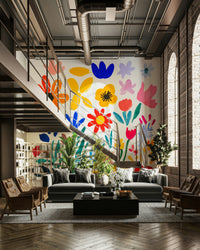 Contemporary wall design with bold Matisse florals

