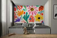 Matisse-inspired cute flower wall mural

