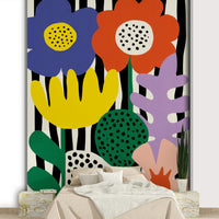 Artistic floral mural with playful cut-out effect

