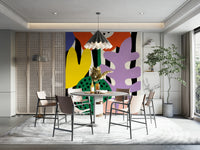 Bright, abstract blooms in a dynamic wall design

