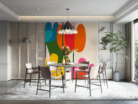 Botanical mural in mid-century style tones

