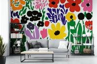 Cut-out style flower mural with vintage feel

