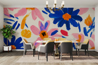 Abstract garden mural in bright fauvist colors

