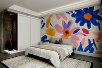 Modern art mural with flower collage effect

