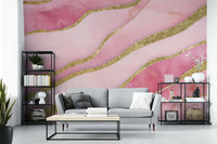 Elegant wall mural inspired by rose quartz hues

