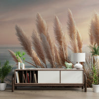 Gentle beach waves in soft horizon mural

