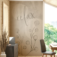 Sand-colored mural with flowing abstract texture

