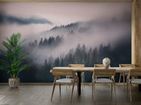 Serene forest wallpaper for tranquil interiors

